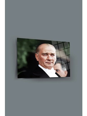 Mgi Design Atatürk Cam Tablo | Sanatsal Duvar Dekoru | Solmayan Canlı Renkler | Mutfak ve Yemek Alanı | Sevdiklerinize Hediyelik | Dayanıklı Cam Yapı