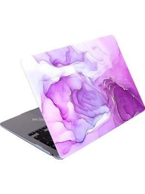MacBook Air 13.6 Inç Mermer Desenli Kılıf A2681 A3113 A3240 A3449 M2 M3 M4 M5 Uyumlu Sert Kapak Hard Case Açık Lila