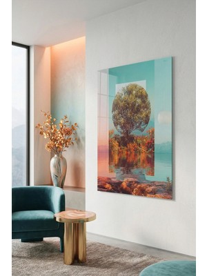 Mgi Design Kırılmaz Cam Tablo   (Kalın) - Ev Işyeri Duvar Dekorasyonu - Soyut Tasarımlar (Dikey) - Sanatsal Renkli Minimal Şık Yatak Odası Salon Antre Temperli Uv Baskılı