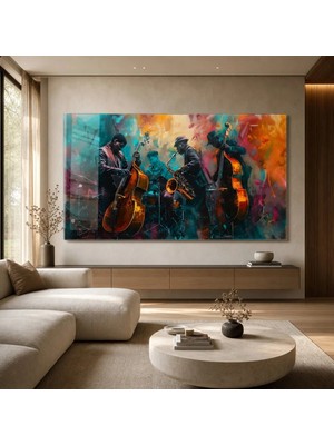 Mgi Design Soyut Caz Grubu Cam Tablo | Sanatsal Duvar Dekoru | Parlak ve Net Görüntü | Yatak Odası ve Antre | Sevdiklerinize Hediyelik | Dayanıklı Cam Yapı