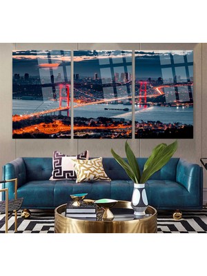 Mgi Design 3 Parçalı Istanbul Manzarası Cam Tablo | Modern Sanat Tablosu | Parlak ve Net Görüntü | Ev ve Iş Yeri | Anlamlı Hediye Seçeneği | Kolay Montaj Askılı