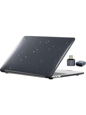 MacBook Air 13.6 Inç Simli Kristal Parlak Kılıf A2681 A3113 A3240 A3449 M2 M3 M4 M5 Uyumlu Sert Kapak Hard Case Siyah