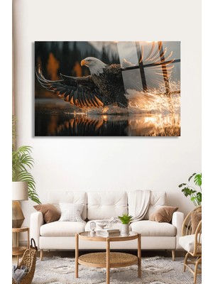 Mgi Design Suya Iniş Yapan Kartal Tasarımlı Cam Tablo | Modern Sanat Tablosu | Uv Baskılı Canlı Renkler | Ev ve Iş Yeri | Anlamlı Hediye Seçeneği