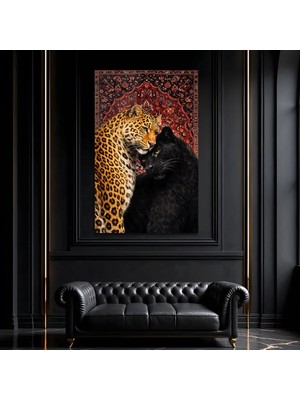 Mgi Design Jaguarlar Cam Tablo, Temperli Cam Hayvan Temalı Duvar Tablosu, Uv Baskılı Modern Salon Yatak Odası Duvar Dekoru, Dekoratif Hediyelik Tablo