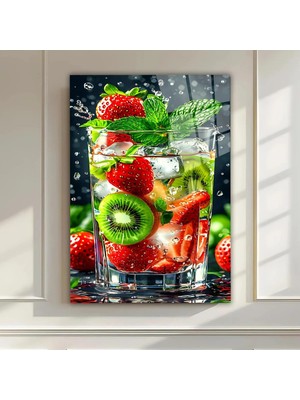 Mgi Design Renkli Meyve Detaylı Cam Tablo – Yaz Ferahlığı Dekor | Mutfak ve Kafe Temalı Dekoratif Duvar Tablosu, Mutfak, Kafe ve Restoran Dekoru, 70X100 cm