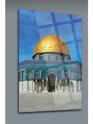 Mgi Design Mescid I Aksa Dini Islami Cam Tablo | Şık Duvar Tablosu | Solmayan Canlı Renkler | Ofis ve Çalışma Odası | Ev Hediyesi | Parlak Cam Yüzey