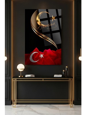 Mgi Design Türk Bayrağı ve Atatürk Imzası Cam Tablo | Modern Sanat Tablosu | Solmayan Canlı Renkler | Salon ve Oturma Odası | Anlamlı Hediye Seçeneği