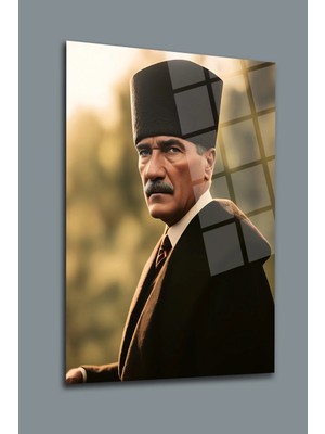 Mgi Design Atatürk Cam Tablo | Sanatsal Duvar Dekoru | Solmayan Canlı Renkler | Mutfak ve Yemek Alanı | Sevdiklerinize Hediyelik | Dayanıklı Cam Yapı