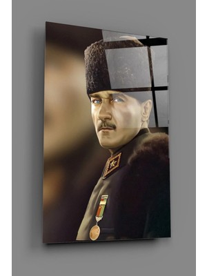 Mgi Design Atatürk Portre Cam Tablo | Şık Duvar Tablosu | Parlak ve Net Görüntü | Kafe ve Ofis Için | Ev Hediyesi | Dayanıklı Cam Yapı | Yatak Odası ve Antre