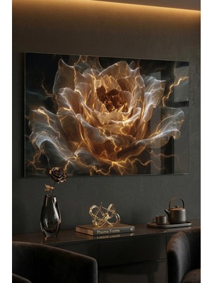 Mgi Design Kırılmaz Cam Tablo   (Kalın) - Ev Işyeri Duvar Dekorasyonu - Soyut Çiçek Tasarımlar (Dikey) - Botanik Floral Zarif Pastel Salon Yatak Odası Temperli Uv Baskılı Hediyelik