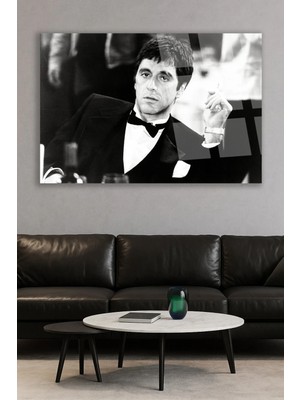 Mgi Design Tony Montona Al Pacino Cam Tablo | Dekoratif Duvar Tablosu | Solmayan Canlı Renkler | Salon ve Oturma Odası | Doğum Günü Hediyesi | Parlak Cam Yüzey