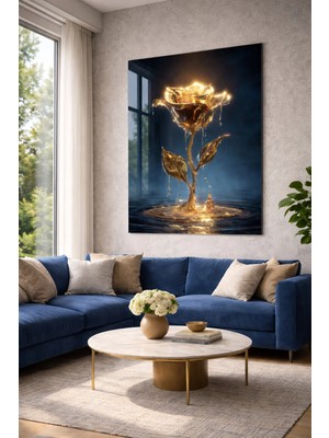 Mgi Design Kırılmaz Cam Tablo   (Kalın) - Ev Işyeri Duvar Dekorasyonu - Soyut Çiçek Tasarımlar (Dikey) - Botanik Floral Zarif Pastel Salon Yatak Odası Temperli Uv Baskılı Hediyelik