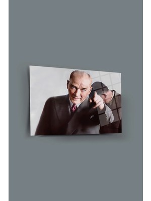 Mgi Design Atatürk Cam Tablo | Sanatsal Duvar Dekoru | Solmayan Canlı Renkler | Mutfak ve Yemek Alanı | Sevdiklerinize Hediyelik | Dayanıklı Cam Yapı