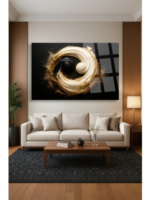 Mgi Design Yin Yang Ulrta Cam Tablo | Sanatsal Duvar Dekoru | Uv Baskılı Canlı Renkler | Kafe ve Ofis Için | Sevdiklerinize Hediyelik | Dayanıklı Cam Yapı