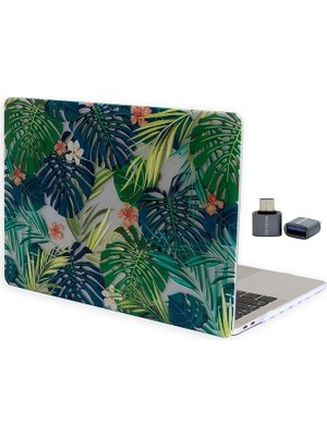 MacBook Air M1 Kılıfı 13 Inç A2337 A2179 A1932 Uyumlu Sert Kapak Hard Case Koruyucu Kılıf MacBook Air 13 Inç Kılıfı Çizilme ve Darbe Koruyucu Baskılı Tropikal Çiçek Yaprak Desenli Açık Yeşil