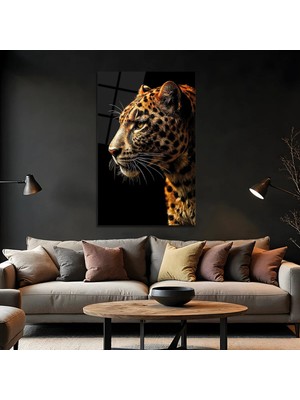 Mgi Design Jaguar Close Up Iı Cam Tablo, Temperli Cam Hayvan Temalı Duvar Tablosu, Uv Baskılı Modern Salon Yatak Odası Duvar Dekoru, Dekoratif Hediyelik Tablo