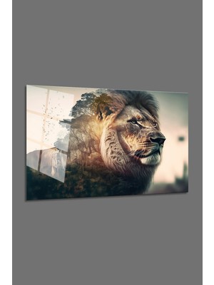 Mgi Design Afrika Aslan Kral Cam Tablo | Şık Duvar Tablosu | Parlak ve Net Görüntü | Yatak Odası ve Antre | Ev Hediyesi | Dayanıklı Cam Yapı | Ev ve Iş Yeri
