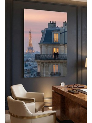 Mgi Design Kırılmaz Cam Tablo   (Kalın) - Ev Işyeri Duvar Dekorasyonu – Eyfel Aşk Tasarımlar (Dikey) - Paris Fransa Romantik Sevgili Salon Mutfak Temperli Uv Baskılı Hediyelik