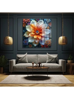 Mgi Design Çiçek Kare Cam Tablo | Sanatsal Duvar Dekoru | Canlı Renkli Baskı | Salon ve Oturma Odası | Sevdiklerinize Hediyelik | Dayanıklı Cam Yapı