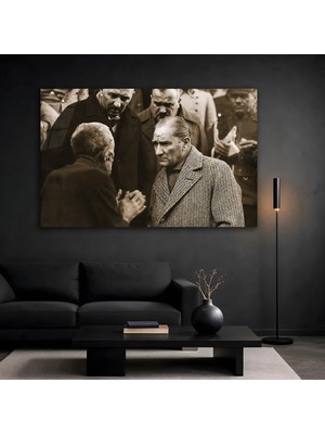 Mgi Design Atatürk Halk ile Birlikte Cam Tablo, Temperli Cam Portre Duvar Tablosu, Uv Baskılı Salon Ofis Iş Yeri Duvar Dekoru, Milli Temalı Dekoratif Hediyelik Tablo