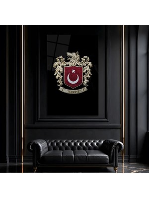 Mgi Design Türk Logosu Cam Tablo, Temperli Cam Milli Manevi Temalı Duvar Tablosu, Uv Baskılı Salon Ofis Iş Yeri Duvar Dekoru, Anlamlı Dekoratif Hediyelik Tablo