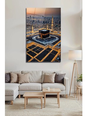 Mgi Design Kabe Manzarası Mekke Mescid-I Haram Panoramik Dini Dekoratif Cam Tabl | Islami Motifli Dekoratif Cam Tablo, Salon ve Ibadet Alanı Dekoru,