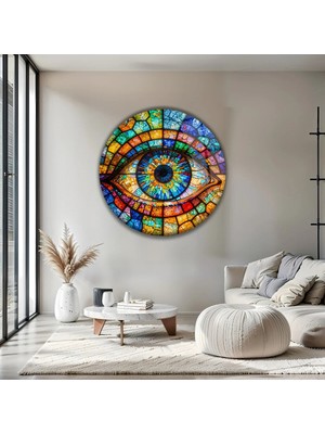 Mgi Design Mistik Göz Figürlü Yüksek Çözünürlüklü Uv Baskılı Dekoratif Cam Tablo | Modern Dekorasyon Temalı Dekoratif Duvar Tablosu, Salon, Ev ve Ofis Dekoru, 70X70 cm