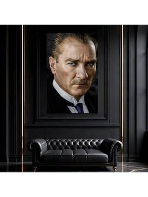 Mgi Design Mustafa Kemal Atatürk Cam Tablo, Temperli Cam Portre Duvar Tablosu, Uv Baskılı Salon Ofis Iş Yeri Duvar Dekoru, Milli Temalı Dekoratif Hediyelik Tablo
