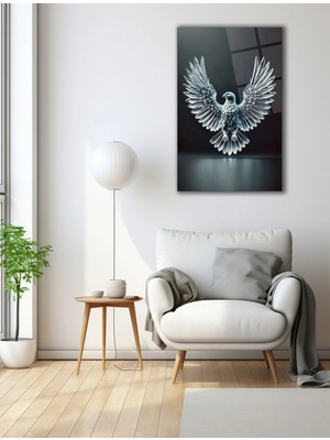 Mgi Design Kartal Cam Tablo | Modern Dekorasyon Temalı Dekoratif Duvar Tablosu, Salon, Ev ve Ofis Dekoru,