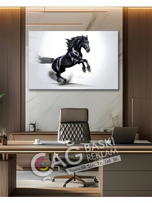 Mgi Design At Siyah Göz Alıcı Estetik Şık Cam Tablo Modern Ev Ofis Salon Duvar Oda Dekoru Hediyelik
