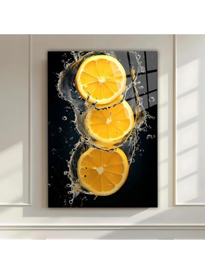 Mgi Design Mutfak Dekoru Cam Tablo – Limon Dilimleri & Su Efekti