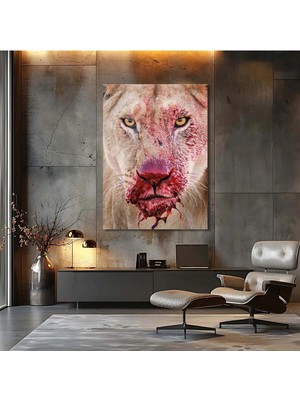 Mgi Design Kaanlı Aslan Portre Cam Tablo