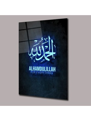 Mgi Design Alhamdurullah Din ve Inanç Cam Tablo #PCT0838 | Modern Dekorasyon Temalı Dekoratif Duvar Tablosu, Salon, Ev ve Ofis Dekoru,