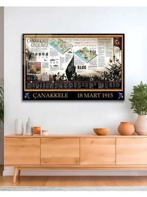 Mgi Design Çanakkale Geçilmez 1915 Kurtuluş Cam Tablo Ev Ofis Salon Duvar Oda Dekoru Hediyelik