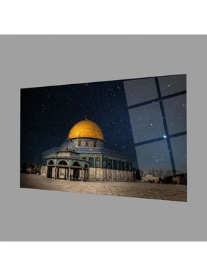 Mgi Design Kudüs Kubbet’üs Sahra Dini Cam Tablo 4mm Dayanıklı Temperli Cam | Islami Motifli Dekoratif Duvar Tablosu, Salon ve Ibadet Alanı Dekoru,