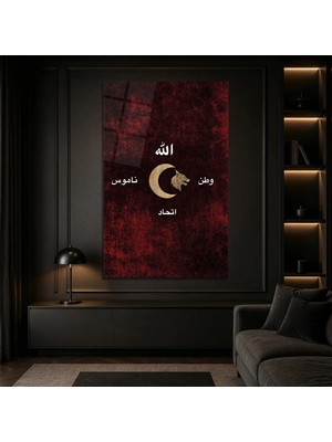 Mgi Design Ittihat ve Terakki Cemiyeti Bayrağı Cam Tablo, Temperli Cam Milli Manevi Temalı Duvar Tablosu, Uv Baskılı Salon Ofis Iş Yeri Duvar Dekoru, Anlamlı Dekoratif Hediyelik Tablo