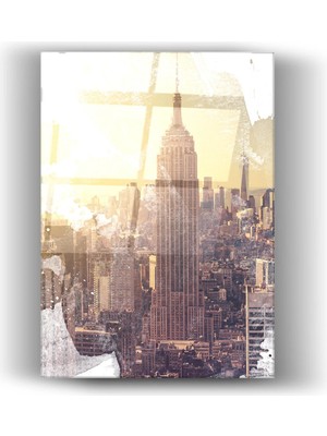 Mgi Design New York Empire State Modern Şehir Manzaralı Cam Tablo – Ev ve Ofis Dekorasyonu Duvar Tablosu