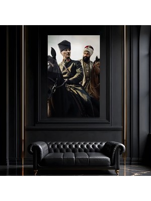 Mgi Design Fatih Sultan Mehmet ve Atatürk Premium Dekoratif Cam Tablo 3 Cam Tablo, Temperli Cam Portre Duvar Tablosu, Uv Baskılı Salon Ofis Iş Yeri Duvar Dekoru, Milli Temalı Dekoratif Hediyelik Tablo