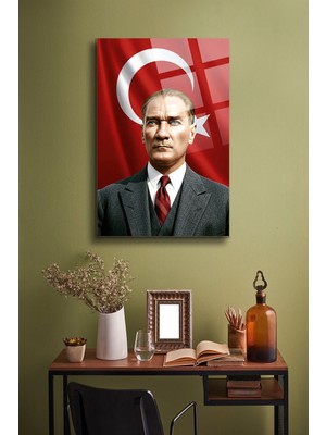 Mgi Design Atatürk Cam Tablo Portre Cam Tablo Duvar Dekoru Atatürk Portresi Kırılmaz Cam Solmaz Baskı 030