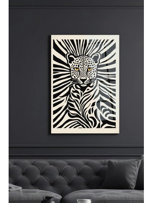 Mgi Design Modern Leopar Illüstrasyon Cam Tablo 4 mm Temperli Cam Minimalist Hayvan Duvar Dekoru
