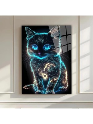 Mgi Design Neon Glow Cam Tablo – Parlayan Kedi Figürü (Yüksek Çözünürlük)
