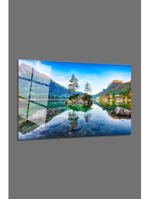 Mgi Design Fantastik Göl Manzaralı Evdekor Cam Tablo | Şık Duvar Tablosu | Uv Baskılı Canlı Renkler | Kafe ve Ofis Için | Yeni Ev Hediyesi | 4mm Kırılmaz Cam