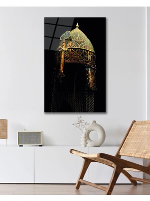 Mgi Design Fatih Sultan Mehmet Miğfer Cam Tablo Modern Ev Ofis Salon Duvar Oda Dekoru Hediyelik