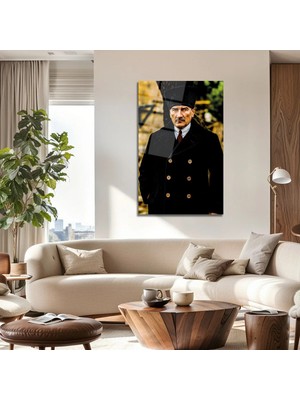 Mgi Design Mustafa Kemal Atatürk Portresi Tarihi ve Anlamlı Cam Tablo | Atatürk Temalı Dekoratif Duvar Tablosu, Salon, Ofis ve Çalışma Alanı Dekoru,