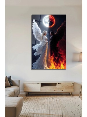 Mgi Design Gece Gündüz Zıtlığı Modern Şık Dekoratif Cam Tablo | Modern Dekorasyon Temalı Dekoratif Duvar Tablosu, Salon, Ev ve Ofis Dekoru,