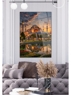 Mgi Design Ayasofya Camii Cam Tablo – 4 mm Temperli Cam Gün Batımı Duvar Dekoru