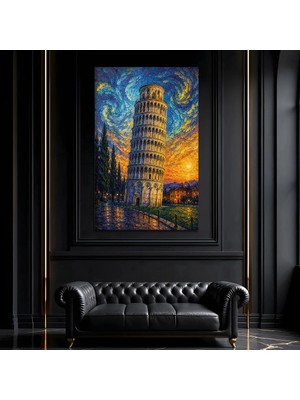 Mgi Design Van Gogh Tarzı Pisa Kulesi Cam Tablo, Ünlü Ressam Klasik Sanat Temperli Cam Duvar Tablosu, Uv Baskılı Salon Ofis Duvar Dekoru, Modern Sanatsal Dekoratif Hediyelik