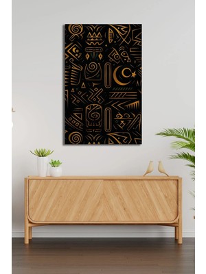 Mgi Design Dekoratif Gold Hiyeroglif Desenli Cam Tablo Antik Sembollü Siyah Modern Duvar Sanatı | Doğa ve Manzara Temalı Dekoratif Duvar Tablosu, Salon, Yatak Odası ve Ofis Dekoru,
