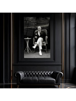 Mgi Design Gazi Paşa'nın Bahçe Keyfi Atatürk Cam Tablo, Temperli Cam Portre Duvar Tablosu, Uv Baskılı Salon Ofis Iş Yeri Duvar Dekoru, Milli Temalı Dekoratif Hediyelik Tablo