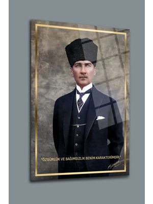 Mgi Design Atatürk Cam Tablo | Sanatsal Duvar Dekoru | Solmayan Canlı Renkler | Mutfak ve Yemek Alanı | Sevdiklerinize Hediyelik | Dayanıklı Cam Yapı
